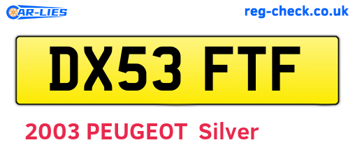 DX53FTF are the vehicle registration plates.