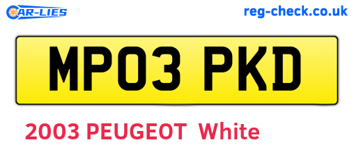 MP03PKD are the vehicle registration plates.