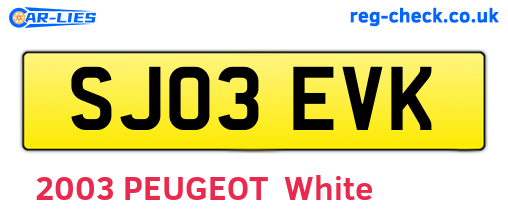 SJ03EVK are the vehicle registration plates.