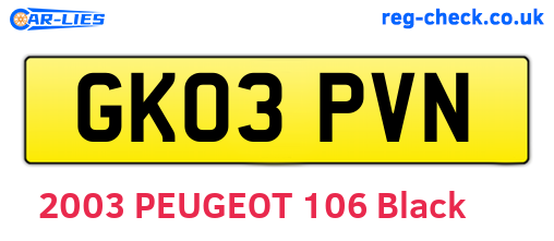 GK03PVN are the vehicle registration plates.