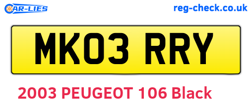 MK03RRY are the vehicle registration plates.