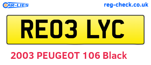 RE03LYC are the vehicle registration plates.
