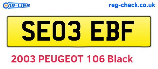 SE03EBF are the vehicle registration plates.