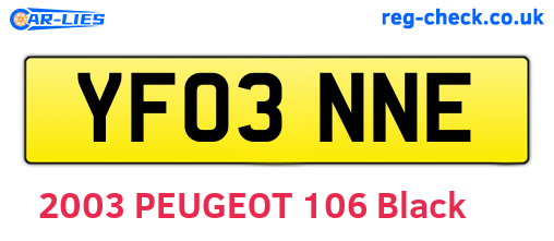 YF03NNE are the vehicle registration plates.