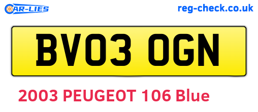 BV03OGN are the vehicle registration plates.