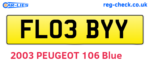 FL03BYY are the vehicle registration plates.