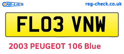 FL03VNW are the vehicle registration plates.
