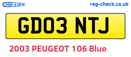 GD03NTJ are the vehicle registration plates.