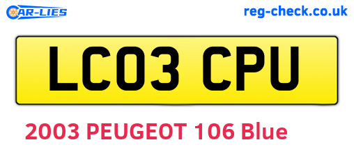LC03CPU are the vehicle registration plates.
