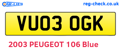 VU03OGK are the vehicle registration plates.
