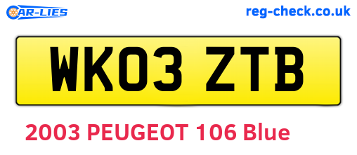 WK03ZTB are the vehicle registration plates.