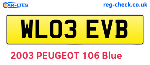 WL03EVB are the vehicle registration plates.
