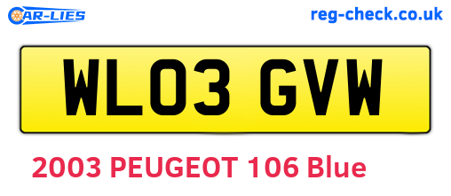 WL03GVW are the vehicle registration plates.