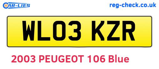 WL03KZR are the vehicle registration plates.