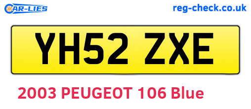 YH52ZXE are the vehicle registration plates.