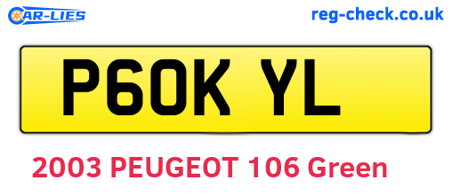 P60KYL are the vehicle registration plates.