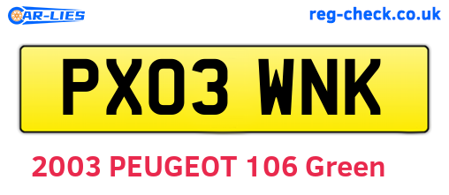 PX03WNK are the vehicle registration plates.