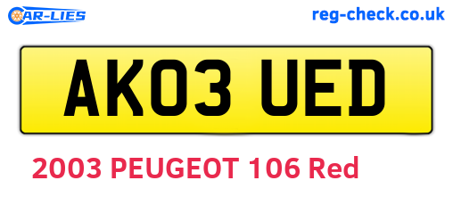 AK03UED are the vehicle registration plates.