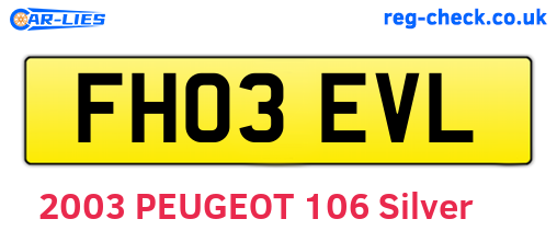 FH03EVL are the vehicle registration plates.