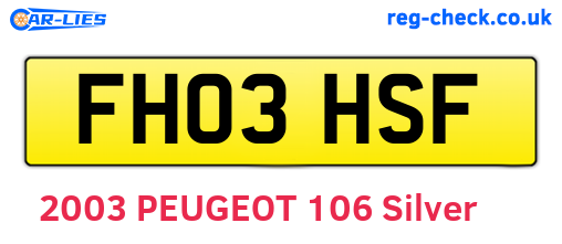 FH03HSF are the vehicle registration plates.