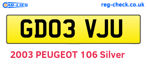 GD03VJU are the vehicle registration plates.