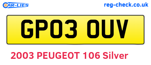 GP03OUV are the vehicle registration plates.