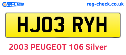 HJ03RYH are the vehicle registration plates.