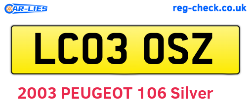 LC03OSZ are the vehicle registration plates.
