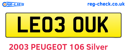 LE03OUK are the vehicle registration plates.