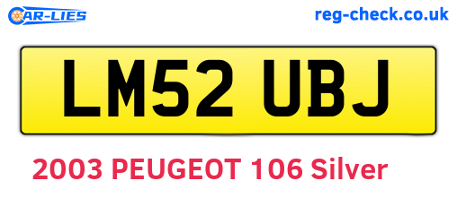 LM52UBJ are the vehicle registration plates.
