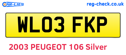 WL03FKP are the vehicle registration plates.