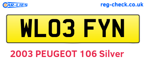 WL03FYN are the vehicle registration plates.