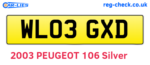 WL03GXD are the vehicle registration plates.