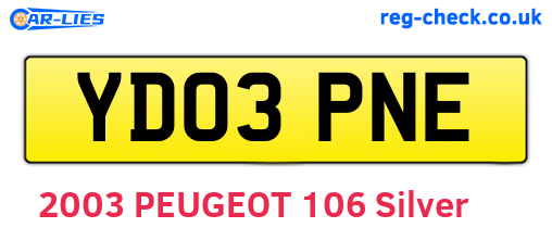 YD03PNE are the vehicle registration plates.