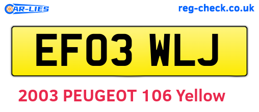 EF03WLJ are the vehicle registration plates.