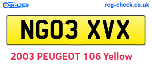 NG03XVX are the vehicle registration plates.