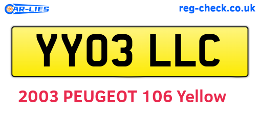 YY03LLC are the vehicle registration plates.