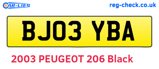 BJ03YBA are the vehicle registration plates.
