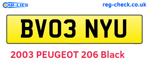 BV03NYU are the vehicle registration plates.