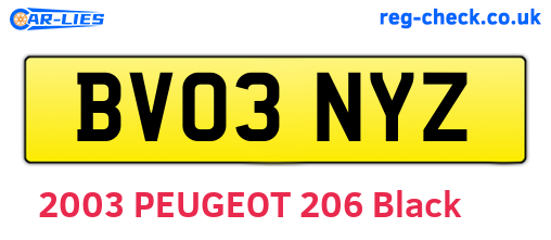 BV03NYZ are the vehicle registration plates.