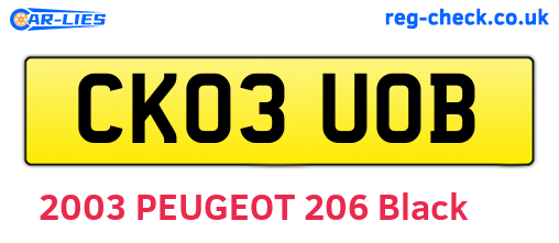 CK03UOB are the vehicle registration plates.