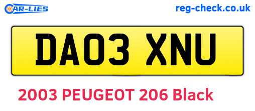 DA03XNU are the vehicle registration plates.