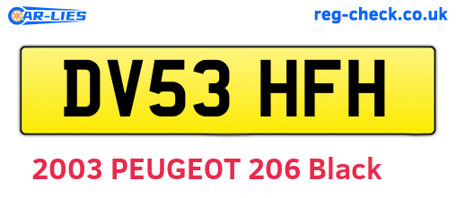 DV53HFH are the vehicle registration plates.