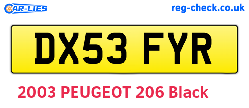 DX53FYR are the vehicle registration plates.