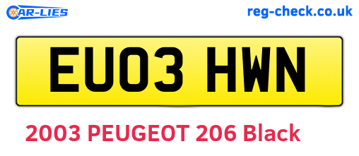EU03HWN are the vehicle registration plates.