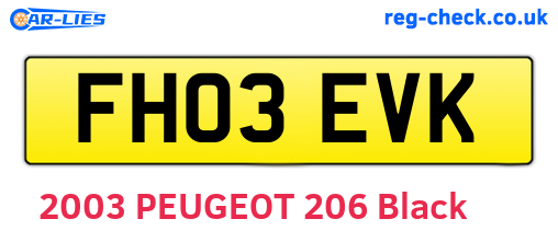 FH03EVK are the vehicle registration plates.