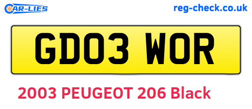 GD03WOR are the vehicle registration plates.