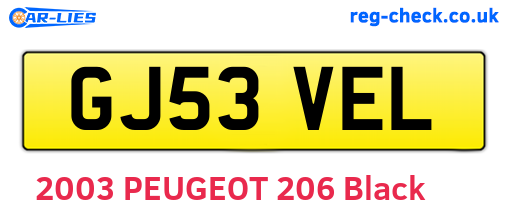GJ53VEL are the vehicle registration plates.