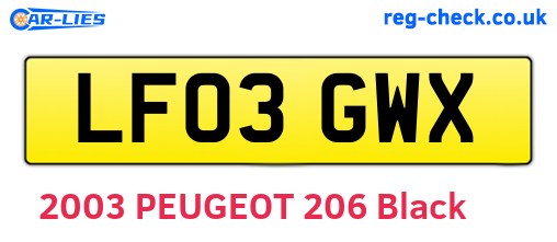 LF03GWX are the vehicle registration plates.