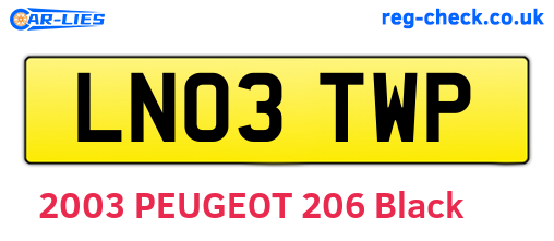 LN03TWP are the vehicle registration plates.